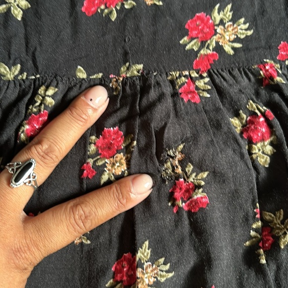 BRANDY MELVILLE Black Rose Print Babydoll Dress - FLAWED - Picture 6 of 6